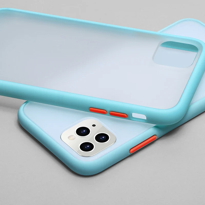 Mint Simple Matte Bumper Phone Case for iphone 11 Pro XR X XS Max 12 13 6 8 7 Plus Shockproof Soft TPU Silicone Clear Case Cover
