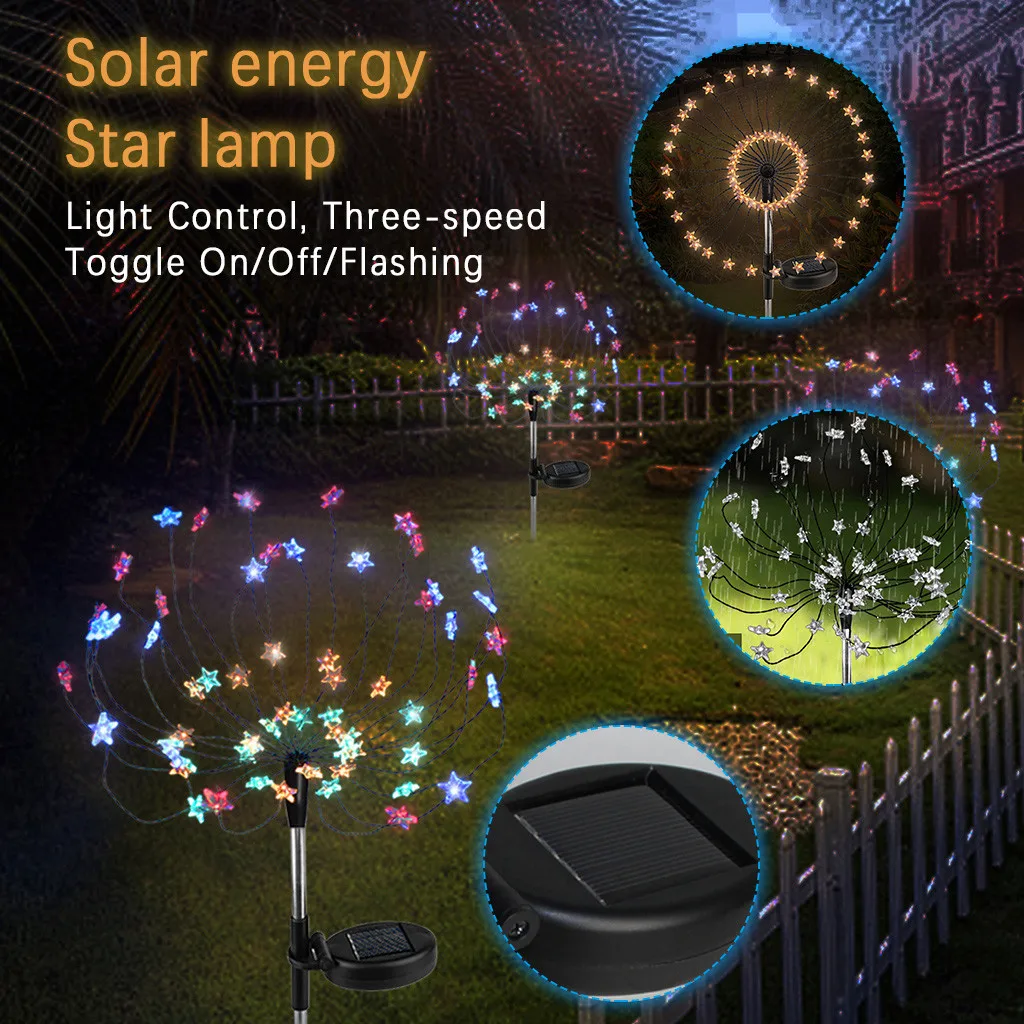 60 LED Солнечная энергия садовый светильник Рождественский s звезда фейерверк СИД