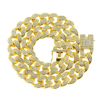 

Europe And America Hip Hop Full Of Diamonds Men's Big Gold Chain Domineering Exaggeration Miami Cuba Rap Necklace