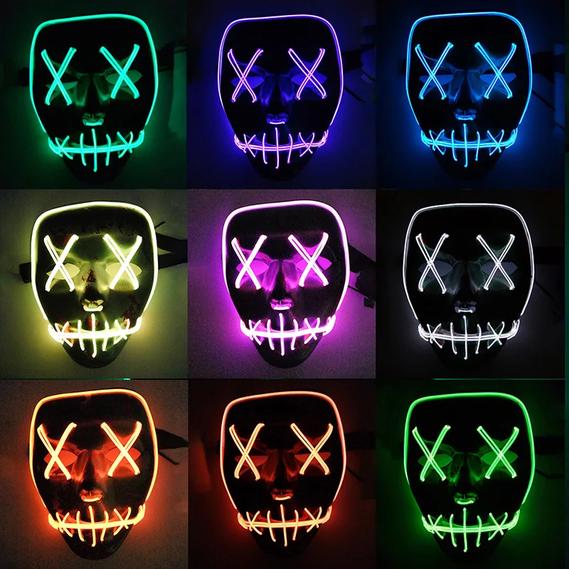 

Halloween LED Mask Purge Masks Election Mascara Costume DJ Party Light Up Masks Glow In Dark Men Women Party Mask