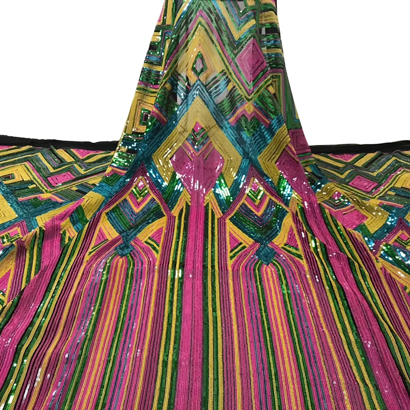 Высокое качество Французский Тюль нигерийская кружевная ткань красочные блестки вышивка африканская кружевная ткань - Цвет: 02