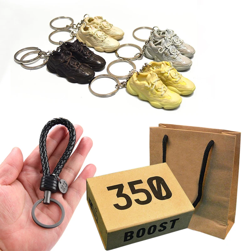 Mini Sneakers Keychain Gift Box 3D Shoes Model Bags Backpacks Decorative Ornaments Car Door Key Chain Surprise Gift For Lover