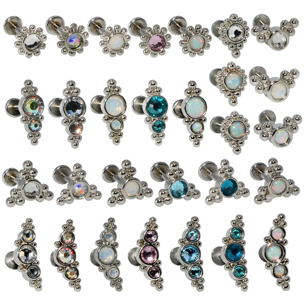 Surgical Steel&Titanium Opal Zircon Ear Stud Labret Stud Lip Ring Cartilage Helix Lobe Conch Earrings Body Piercing Jewelry 1pcs piercing jewelry,body piercing earrings,ear piercing jewelry,ear studs,metal jewelry,body piercing jewelry,body jewelry