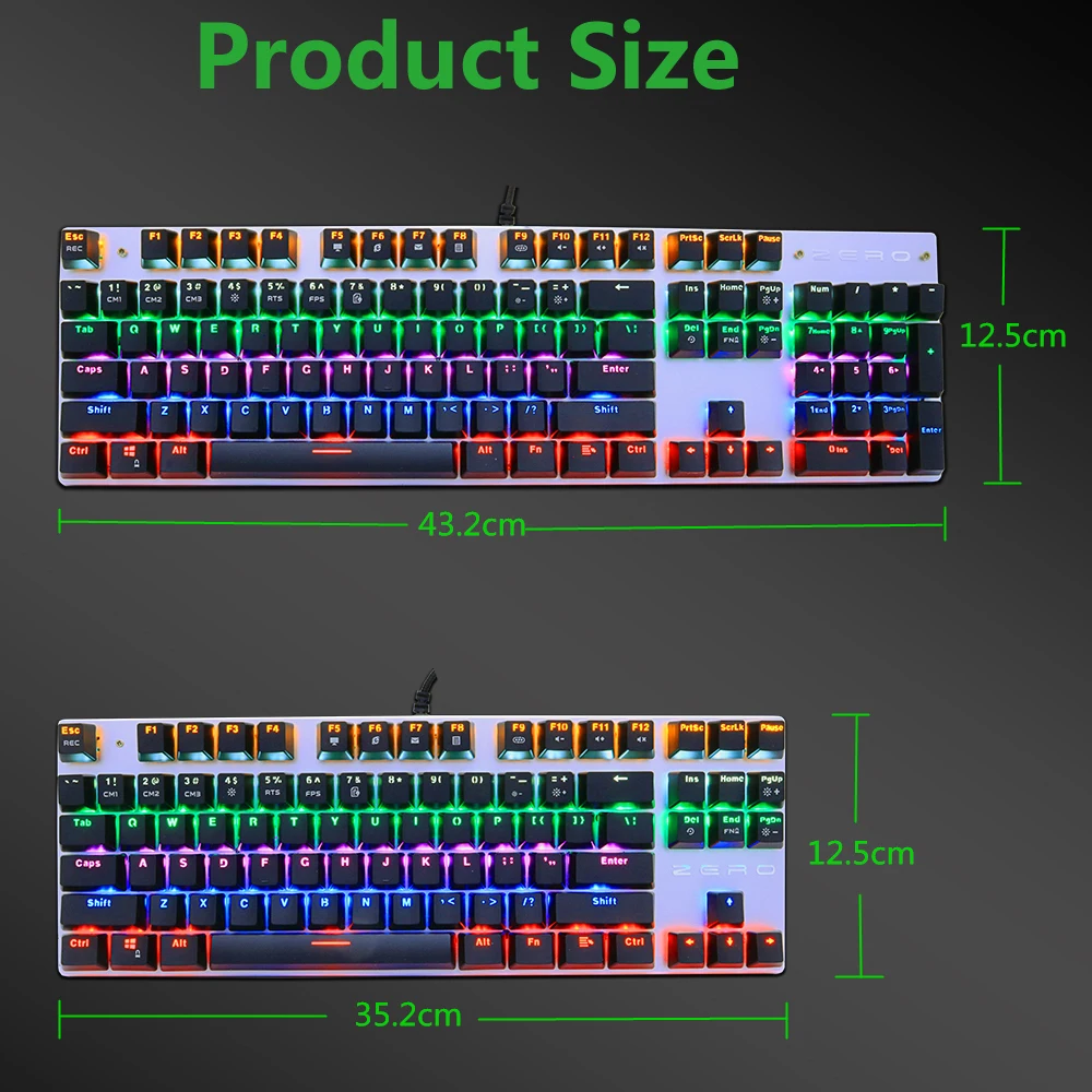  Metoo Gaming mechanical Keyboard Blue/Red/black Switch Anti-ghosting USB wired LED Keyboard Russian