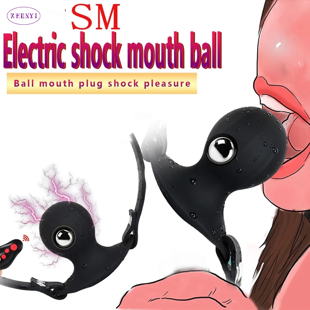 Tanie Electric Shock wibratory usta wtyczka uprząż Ball Gag ograniczenie niewolnik Bondage BDSM sklep