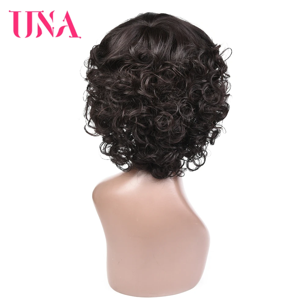 UNA Human Hair Wigs for Women Short Curly 120% Density 11 Colors 8 Inches Full Machine Mad