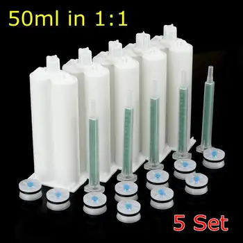 

5 Set 50ml 1:1 Ratio Dual-Barrel Empty Cartridge AB Glue Tube with Sealing Pistons for Ratio Adhesives Dispensing Glue G un