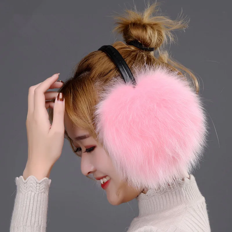 pink Glaforny Твердые корейские версии тренда зима весь мех милые женские лисы меховые наушники женские зимние теплые наушники - Цвет: pink