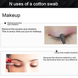 Q1QD Reusable Ear Swabs Portable Silicone Washable Swabs for Ear Cleaning Eyeshadow Eyebrow Makeup Beauty Tool