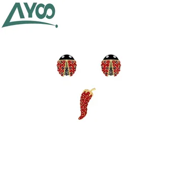 

AYOO High Quality SWA Classic Sweet Ladybug Chili Irregular Earrings