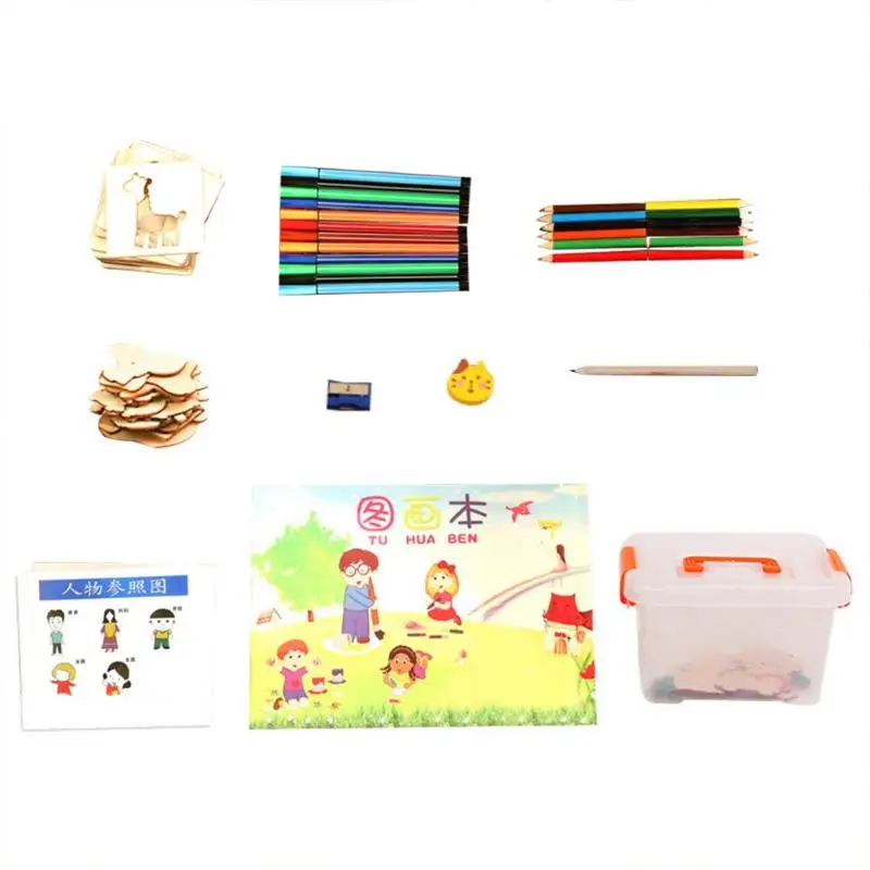 140pcs 140/78 шт. Монтессори креативные рисовальные доски для рисования, игрушки для детей, рисовалки для раннего обучения, трафареты, шаблоны, инструменты - Цвет: 140pcs