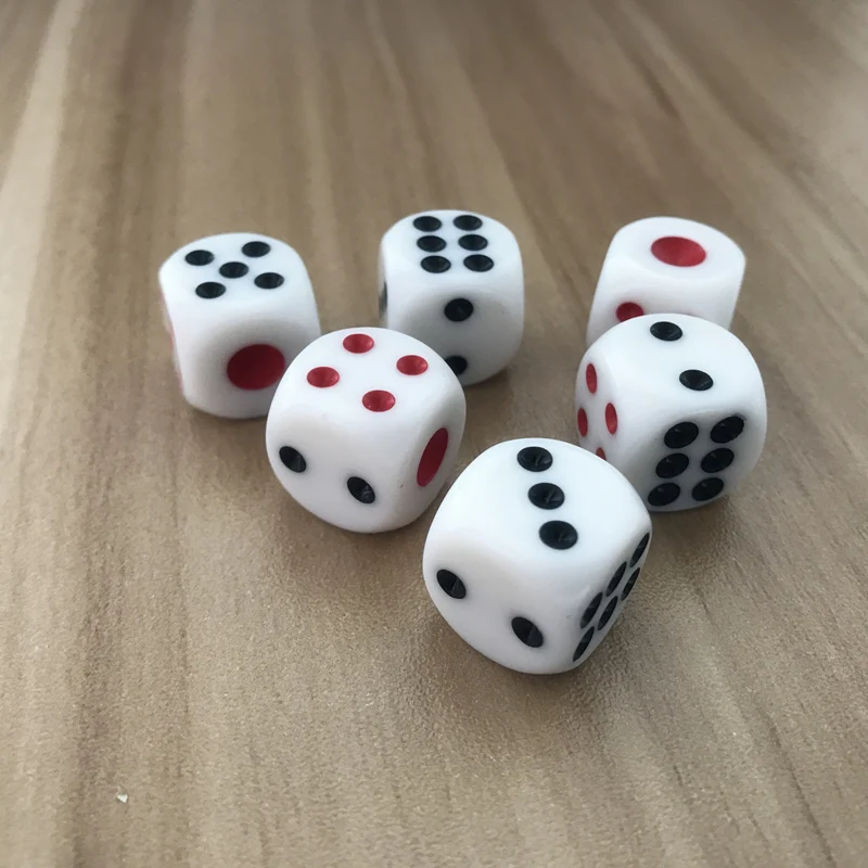 New High-quality 6Pcs 16mm Drinking Dice Rounded Corner Red Black Point Dice Friends Party Supplies Nightclub Bar Wholesale wholesale 50 100 200 pcs high quality 16mm drinking dice red black dots rounded corner white dice nightclub bars ktv dedicated