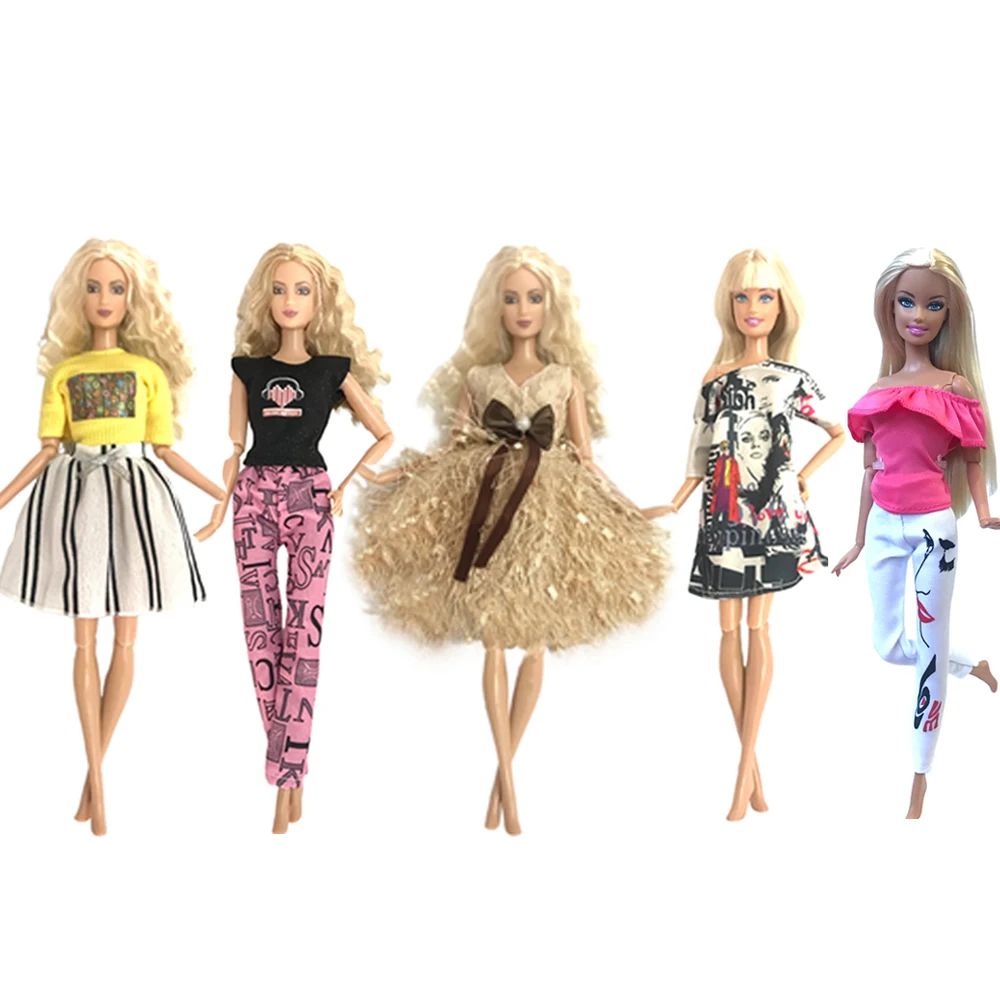 NK 1 Set Fashion Dress For Barbie Clothes Doll Accessories Daily Wear Outfits Casual Skirt Shirt Dollhouse Toys JJ doll clothes barbie doll clothes