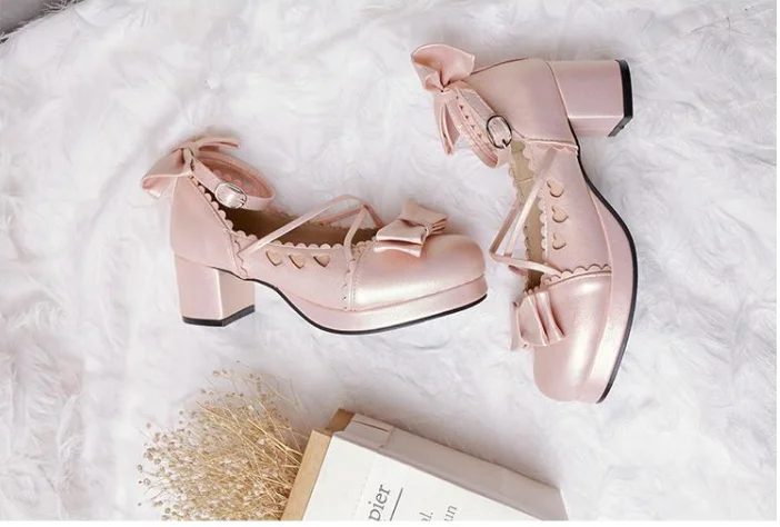 Обувь для костюмированной вечеринки в стиле Лолиты; обувь для девочек в стиле японской принцессы в стиле Лолиты; Милая Розовая обувь для девочек на высоком каблуке с бантом; красивая обувь для девочек в стиле Виктории лоли