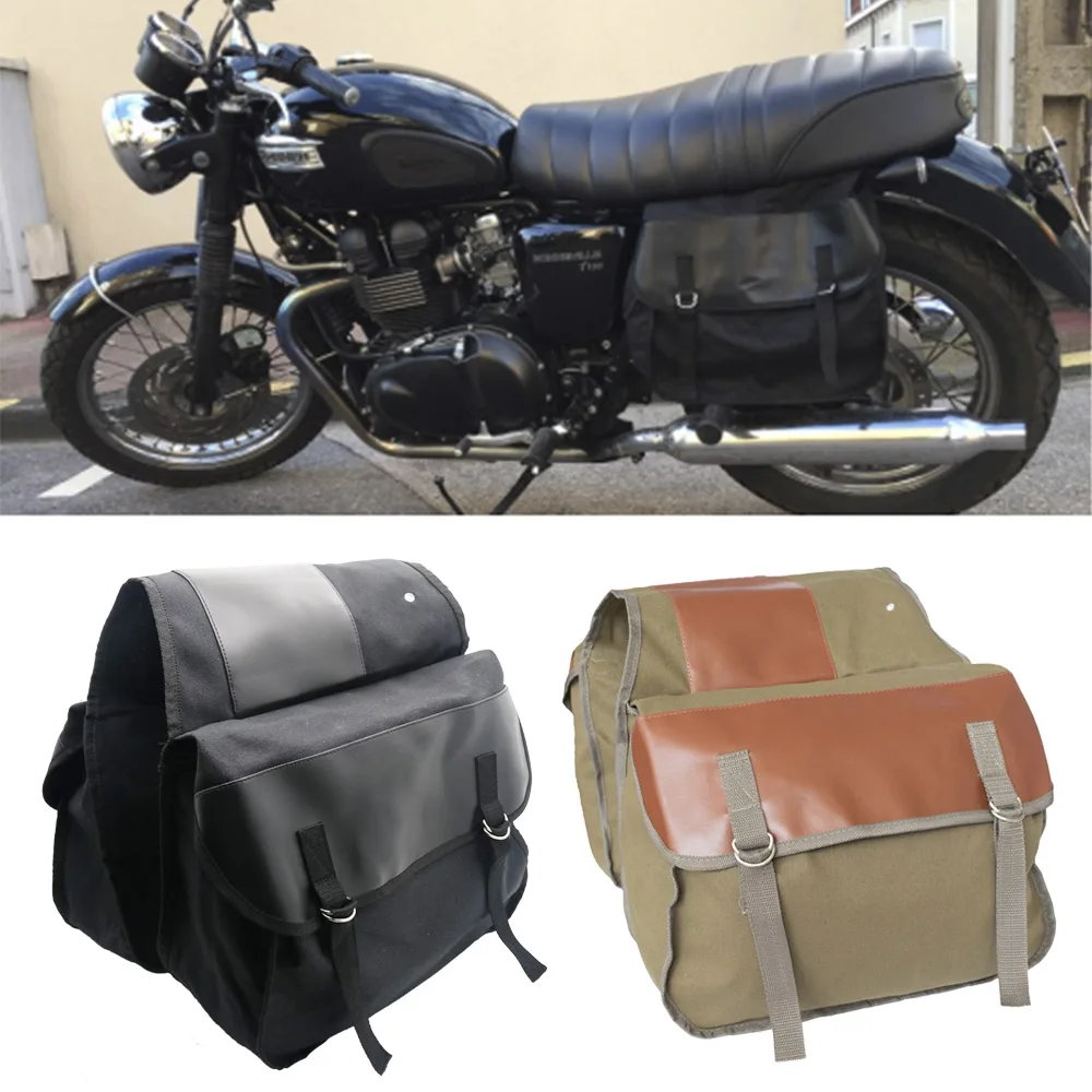 Canvas Universal Motorcycle Bike Rear Tail Bags Equine BackPack Motorcycle Saddlebags For Harley Sportster For Hon.da/Su.zuki