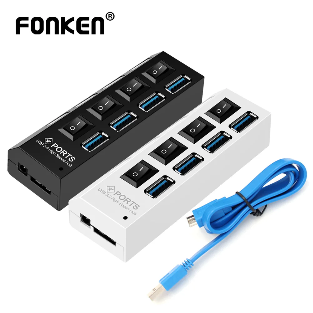 FONKEN usb-хаб 3,0 переключатель светодиодный дисплей 4 порта расширитель 5 Гбит/с хаб клавиатура концентратор разветвитель адаптер для настольный компьютер, принтер планшет мышь