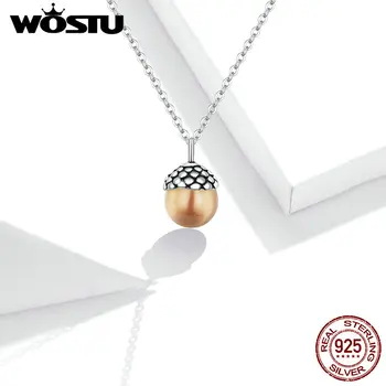 

Wostu Shining Acorn Short Necklace for Women 925 Sterling Oxidized silver CZ Luxury Brand Jewelry 2020 New Mode SCN414