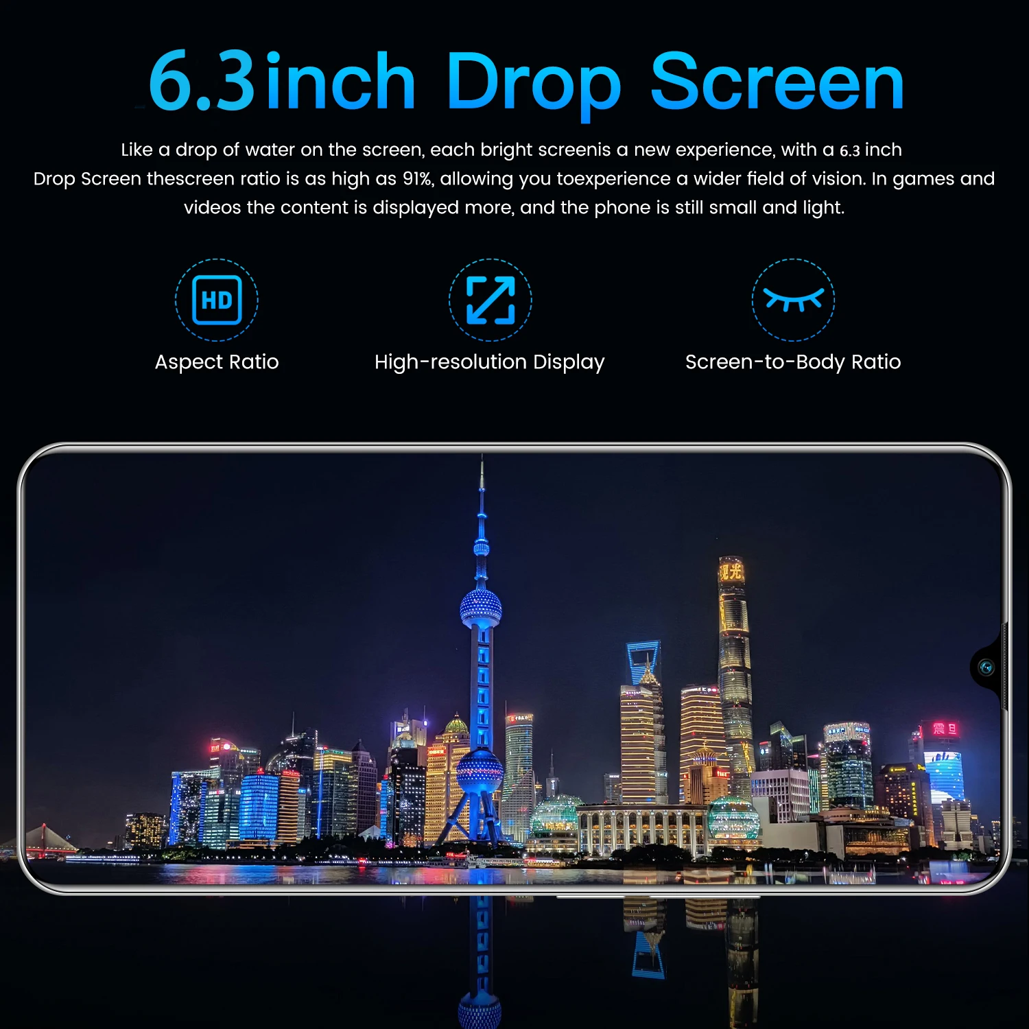 New Version Note 80 pro Mobile Phone Android 10.0 Cellphones 6.3 Inch 3GB+32GB ROM Dual SIM 32MP Front Camera 5600mAh SmartPhone