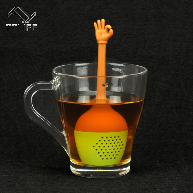 

Creative Kitchen Gadget Tea Filter Tea Coffee Drinker Gesture Tea strainer Injector Live Leaf Herbal Spice Rack Tea Brewing Tool