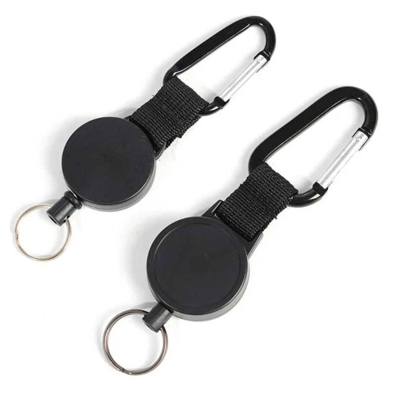 

Resilience Steel Wire Rope Elastic Keychain Buckle Retractable Alarm Key Ring With Carabiner Anti Lost Keyring Camping Travel To