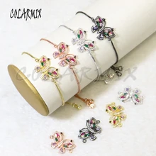 10 шт. браслеты с бабочками радужные браслеты с кристаллами микро проложили циркон аксессуары соединители браслеты для женщин 56013