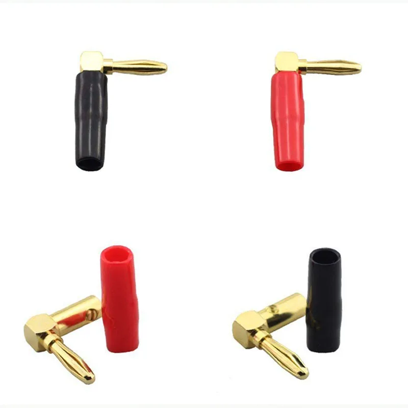 

[4 Pack] Hi-end Copper Right Angle/90 Degree Screw Type Banana Plug / Speaker Cable Connector [Banana De L]