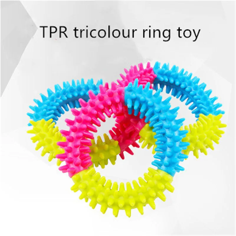 

1pcs Hot Sale Pet Dog Toys Cute TPR Three-colored Thorns Toy Rubber Resistant Barbed Bite Clean Teeth Chew Training Toy Supplies