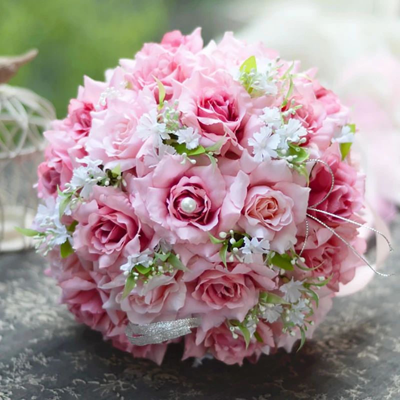 Tanpell лучшие ткани розовые цветы Свадебный букет ручной работы жемчужные украшения Цветы для свадебного букета