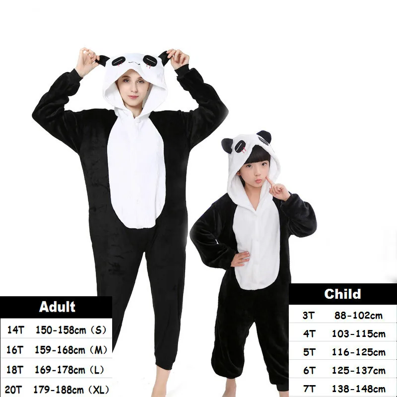 panda Одежда для маленьких девочек; пижамы с единорогом для мальчиков; зимние женские фланелевые пижамы с капюшоном в виде панды кигуруми; пижамы для детей - Цвет: panda