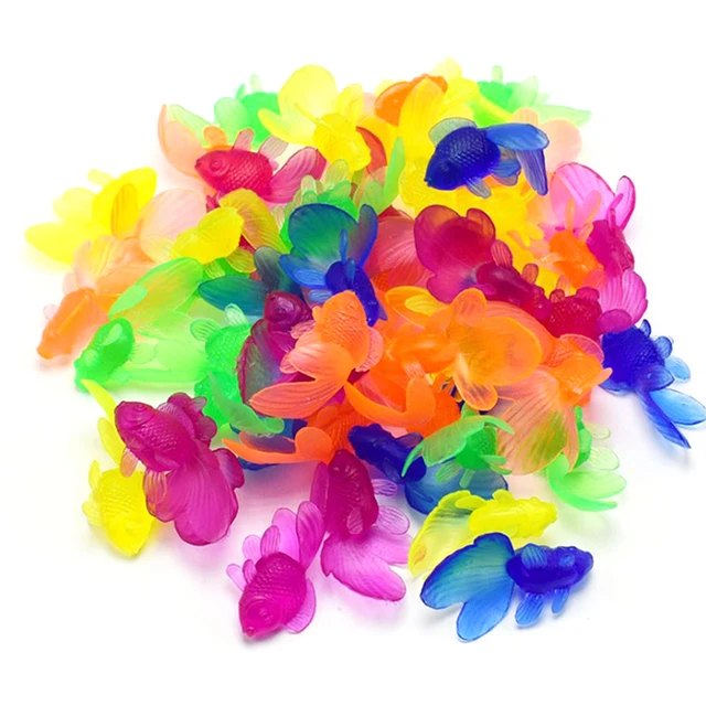 10 Pcs/Lot Small Plastic Simulation Small Goldfish Water Toy Soft Rubber Gold Fish Baby Bath Toys Fun Kids Swimming Beach Toys 3