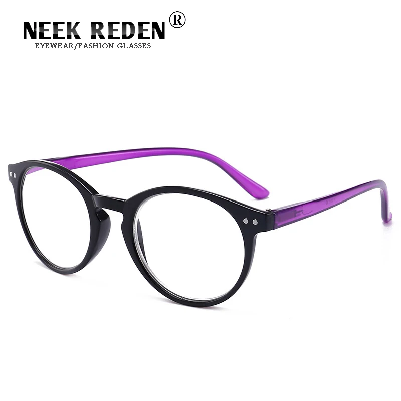 Очки для чтения, мужские высококачественные круглые очки, диоптрий, женские линзы из смолы, дальнозоркие увеличительные защитные очки+ 1,0 от 1,5 до 4,0 - Цвет оправы: PURPLE