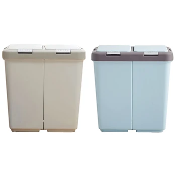 

Sorting Trash Can Bathroom Kitchen Recycle Bin Household Dry and Wet Separation Waste Bin Nordic Style Rubbish Bin