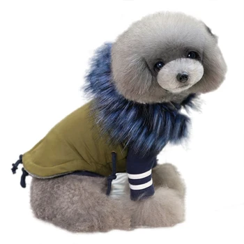 

Pet Autumn And Winter Warm Handsome Vest Sleeveless Fluffy Hooded Coat Cold-weather Costume