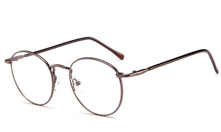 Компьютерные круглые оправы с принтом очки женские лучи радиационные оправы для очков металлические унисекс анти-голубые Легкие мужские очки с оптической оправой - Цвет оправы: Brown