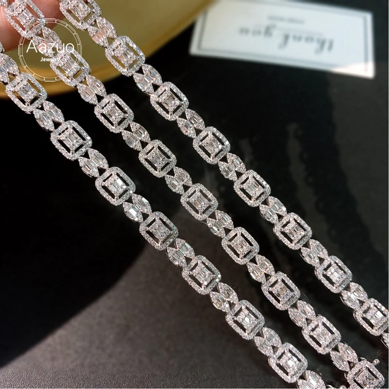 Aazuo Real 18K Solid White Gold Natrual Diamond 3.5ct Fairy Princess Bracelet For Woman Upscale Trendy Wedding Engagement Party