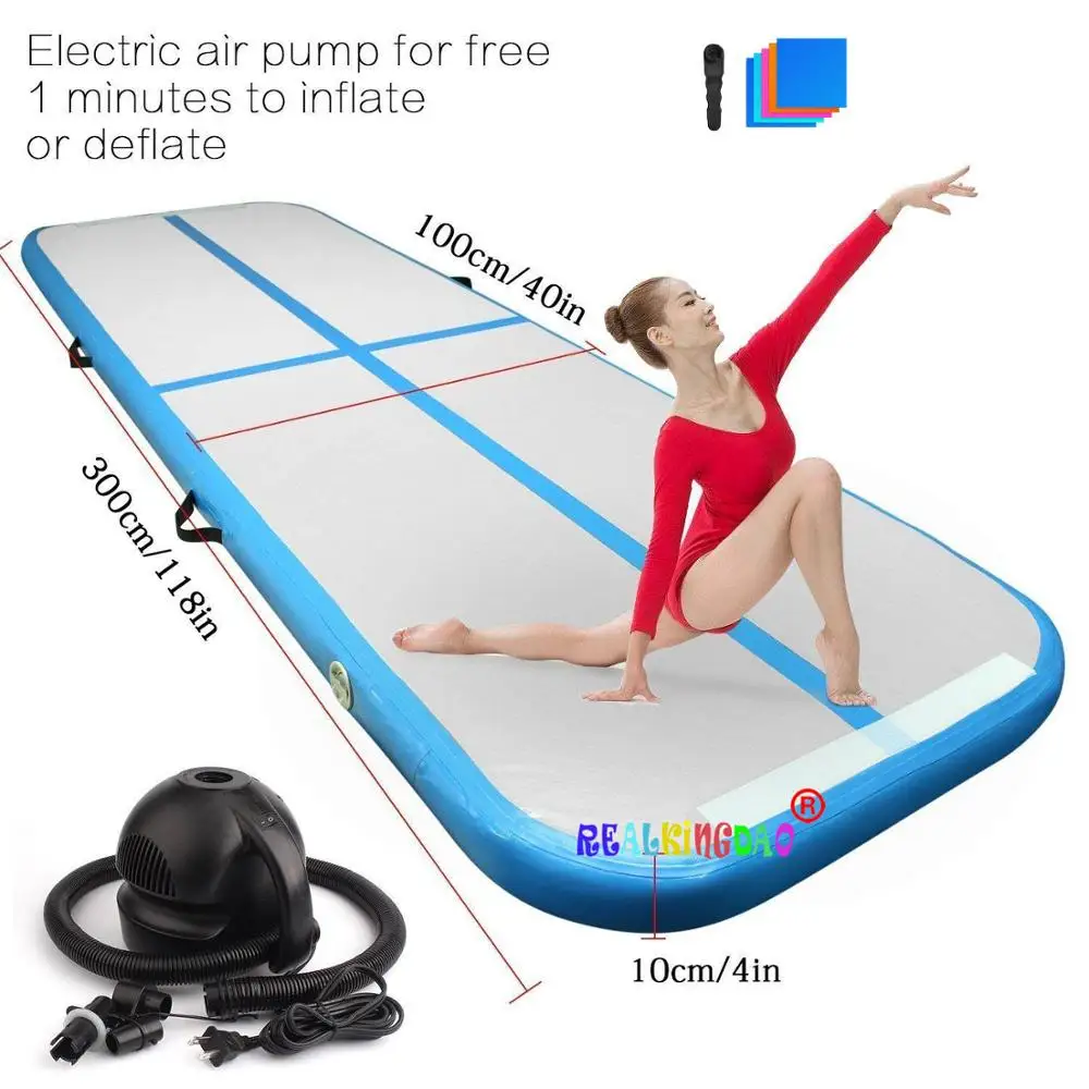 Blue with pump Новинка! надувная дорожка 3 м 4 м 5 м, надувная дорожка для Олимпиады, спортзала, йоги, надувная воздушная дорожка для тренажерного зала для домашнего использования в продаже - Цвет: Blue with pump