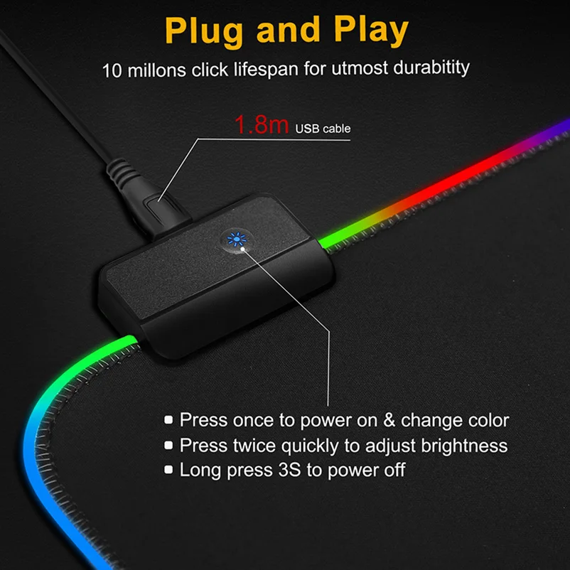 RGB игровой коврик для мыши, компьютерный коврик для мыши, большой коврик для мыши xxl, большой игровой коврик для мыши, светодиодный коврик для мыши с подсветкой, коврик для мыши с клавиатурой