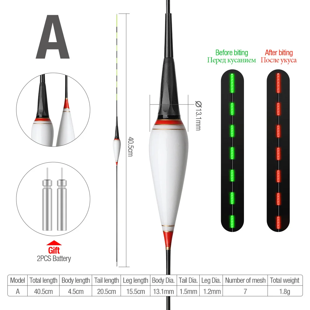 DONQL умный светящийся поплавок для рыбалки, электронное светящееся плавающее рыболовное оборудование, рыболовные снасти, поплавок, поплавок, меняющий цвет+ 2 батареи