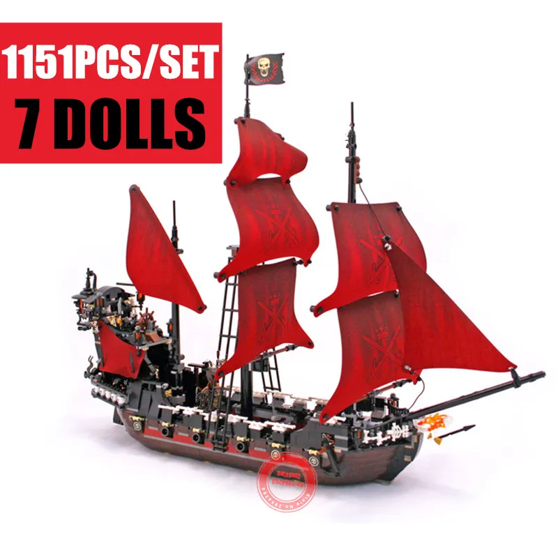 

New Queen Anne's Revenge Pirates of The Caribbean Fit Legoings Caribbean Pirates City Figures Building Block Brick Kid Gift