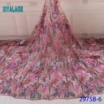 

African Lace Fabric 2019 High Quality Sequins French Organza Lace Fabric Luxury New Arrival Lace Fabrics For Wedding YA2975B-6
