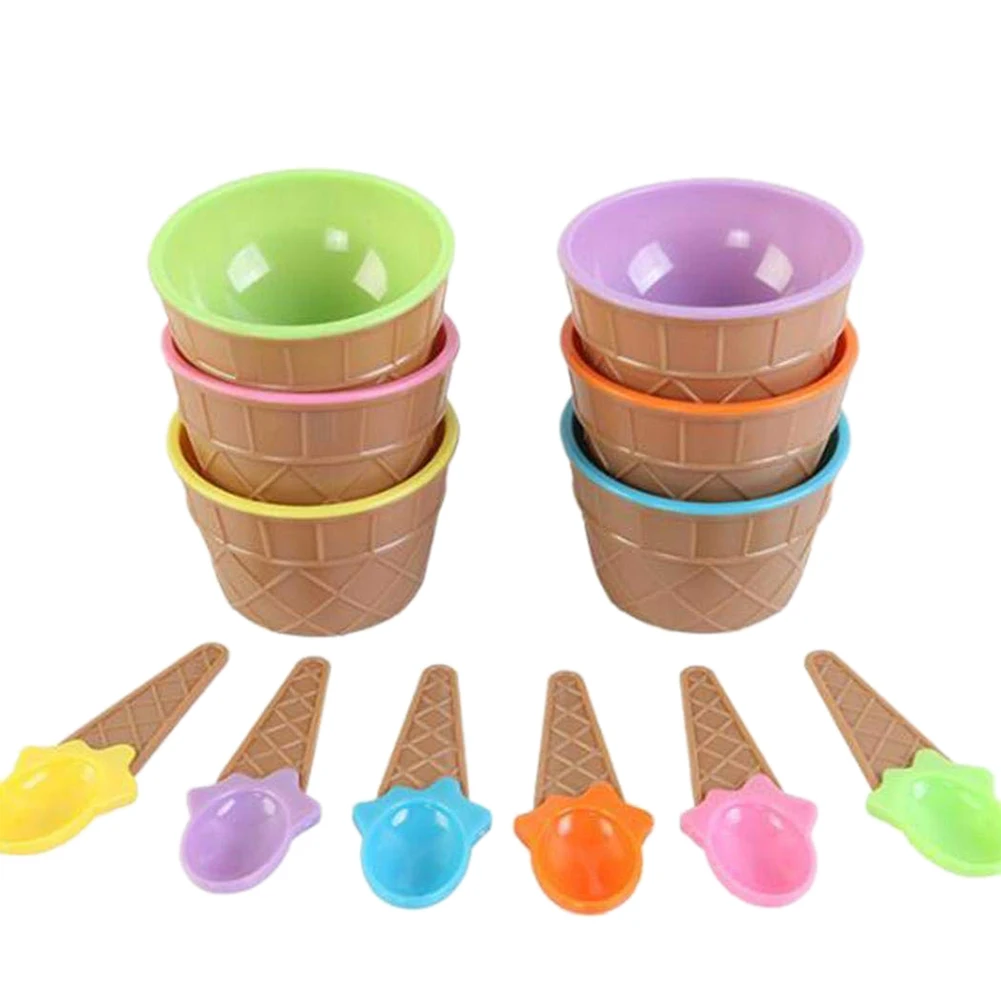 1pc reusable Durable Dessert Tools ice cream bowl with a spoon a wonderful gift Kids