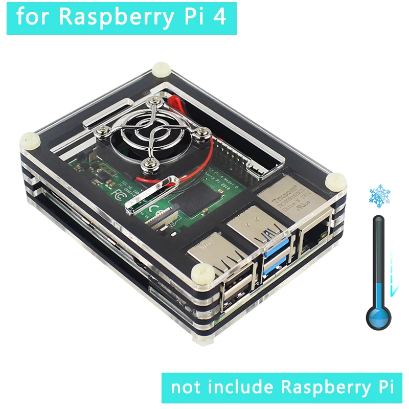 

9 Layer Acrylic Case for Raspberry Pi 4 Transparent Box Shell with Cooling Fan Protect Cover for Raspberry Pi 4 Model B