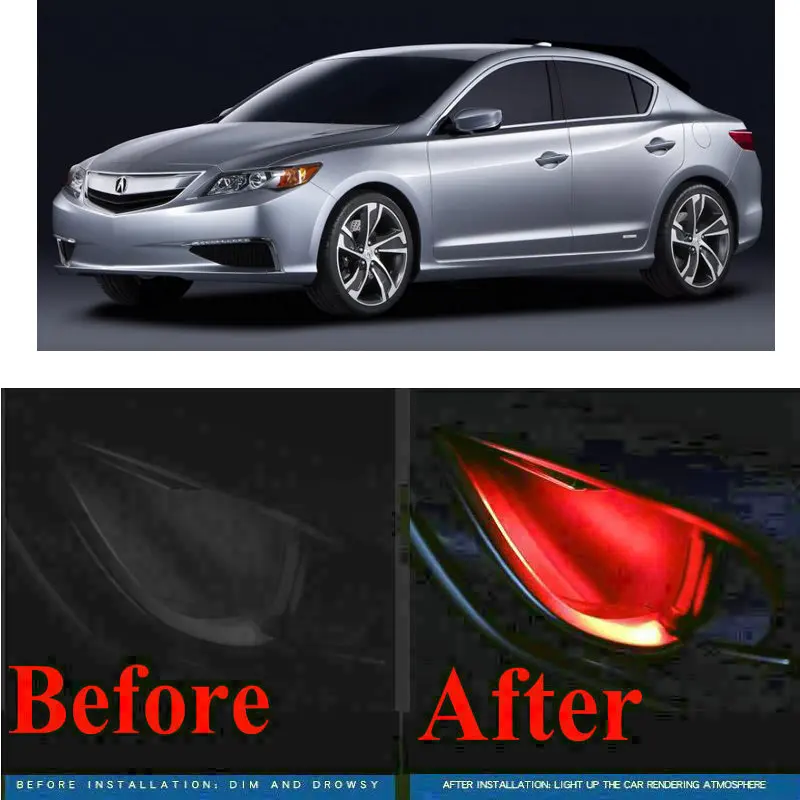 

4pc CF style stickers on cars interior inside door handle atmosphere lamp for Acura ILX MDX NSX RDX RLX TLX rsx slx TL tsx zdx
