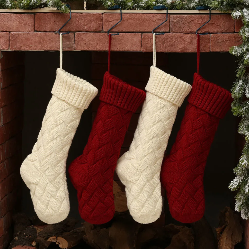 Рождественские носки Рождественский подарок сумки вязаные носки елочные украшения Рождественские украшения для дома Sep#19