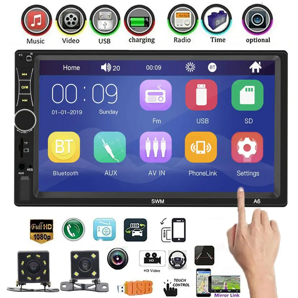 

7 Inch 2 Din Car Stereo Good Quality Radio Mirror Link Bluetooth Car Reversing Image MP5 Player mp5 automotivo