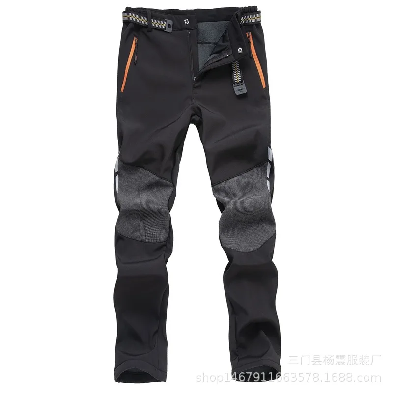 Мужские штаны для улицы, светоотражающие флисовые Мягкие штаны, теплые осенние и зимние толстые лыжные штаны для альпинизма, рыбалки