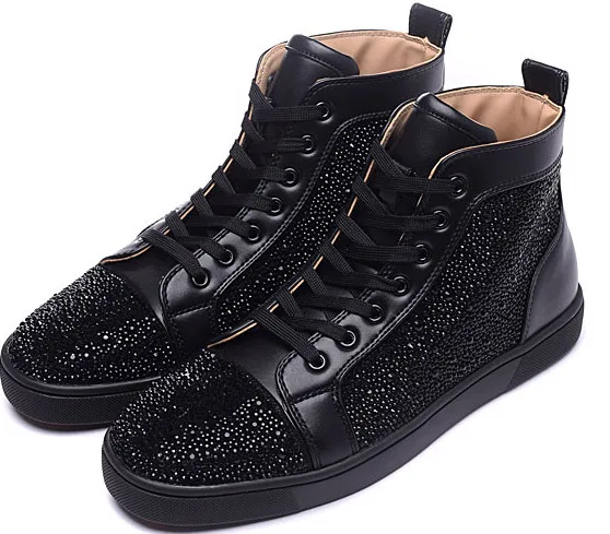 as pic Черные замшевые мужские туфли на плоской подошве; Сияющие кристаллы; zapatillas hombre; классические теннисные мужские туфли в повседневном стиле с круглым носком - Цвет: as pic