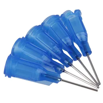 

150pcs 1/2" Plastic Spiral Connector Stainless Steel Adhesive Glue Dispensing Needles Tip 22Ga Blue