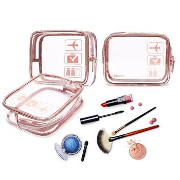 

Three-piece Set PVC Cosmetic Bag Portable Simple Business Trip Travel Wash Bag Small Transparent Waterproof Cosmetic Bag