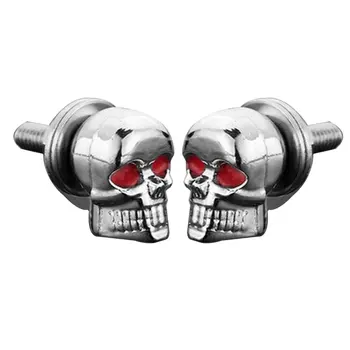

A Pair/Set Motorcycle Car Accessories Skull Decoration License Plate Frame Bolts Screw Fastener for Motorcycle Black/Silver